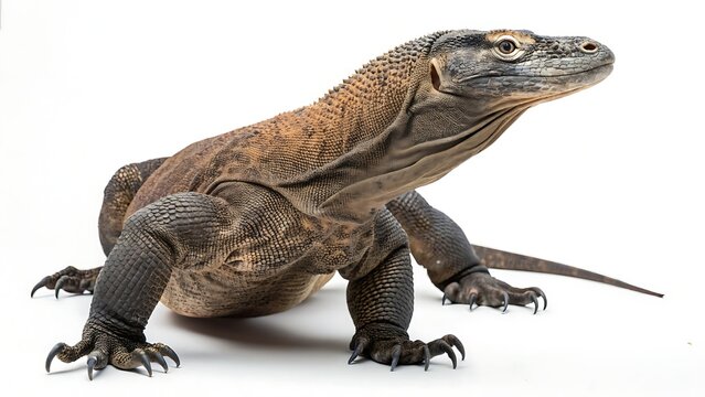 Komodo dragon large lizard with scales and claws. AI GENERATED.
