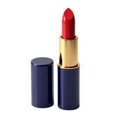 Obraz premium Vibrant Red Lipstick in Elegant Blue Case for Bold Makeup Looks on transparent background
