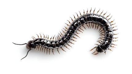 Fototapeta premium Realistic Giant Centipede Illustration with Black and White Segmented Body