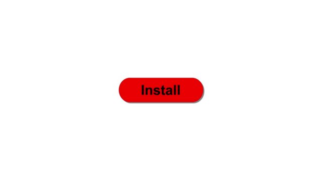 Simple animation of cursor icon clicking Install button. Pack of animated templates for video editing. A set of flat design animated templates for web design or app design. Alpha channel