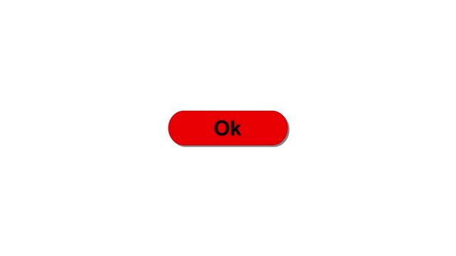 Simple animation of cursor icon clicking ok button. Ok Button Click extreme close up front view online approval, acceptance, agreement, something is good or correct.