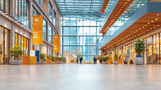 Modern Atrium Architecture: Capturing the grandeur of an architectural marvel. A wide-angle shot unveils a modern atrium.
