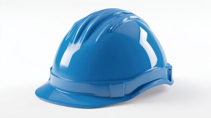 Fototapeta premium Blue Hard Hat Isolated on White Background for Construction and Safety Gear Concepts
