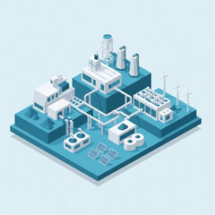 Obraz premium Modern industrial complex with renewable energy sources.