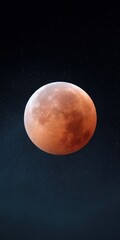 Fototapeta premium Blood moon centered during lunar eclipse in dark sky