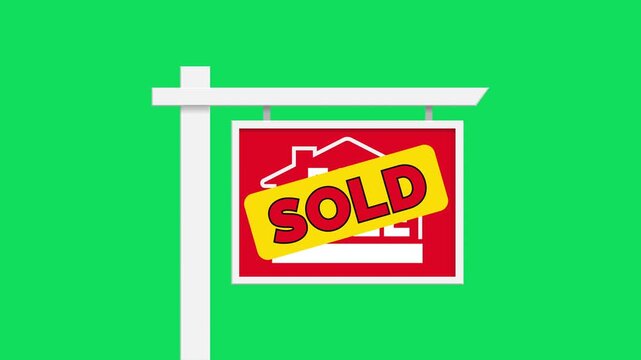 house for sale sold sign  real estate investment green screen animation video footage