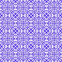 Blue ikat floral seamless pattern geometric ornament background ethnic tribal textile fabric texture for wallpaper and fashion design