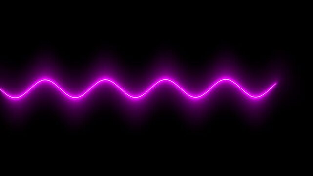 Abstract purple glowing neon wavy line animation. Heartbeat EKG pulse audio equalizer