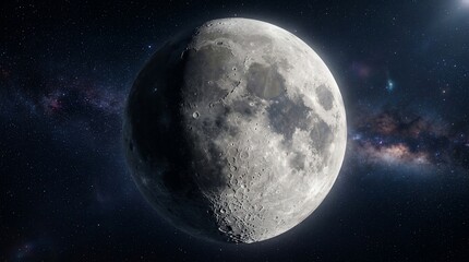 Obraz premium Detailed full moon with visible craters and textures against a dark starry night sky, perfect for space exploration and astronomy themes