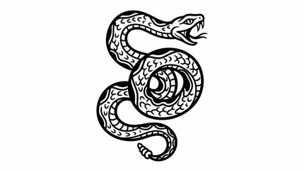 Fototapeta premium Stylized Serpent Illustration with Intricate Patterns, a Black and White Vector Graphic