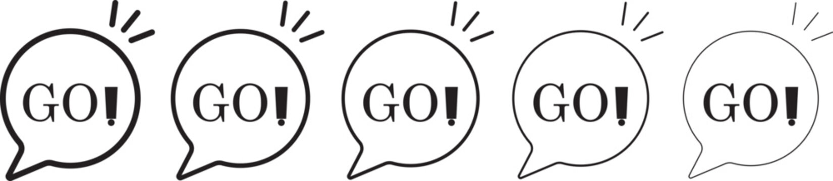 Go speech bubble vector icons