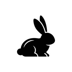 Obraz premium Black silhouette of a rabbit sitting