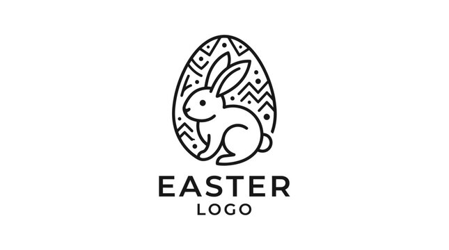 A collection of Easter logos featuring a bunny, egg, and basket