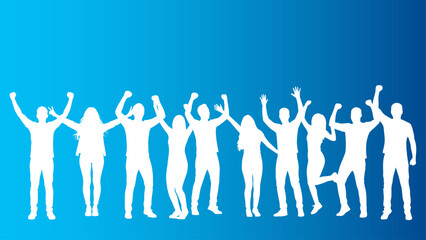 Naklejka premium sagome, silhouette, gruppo di persone, felici, gioia, felicità, persone, gente felice