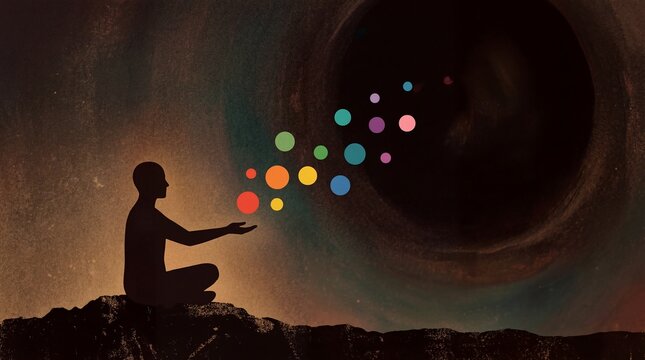 Abstract Grainy Art Representing Non-Attachment and the Peaceful Act of Surrender