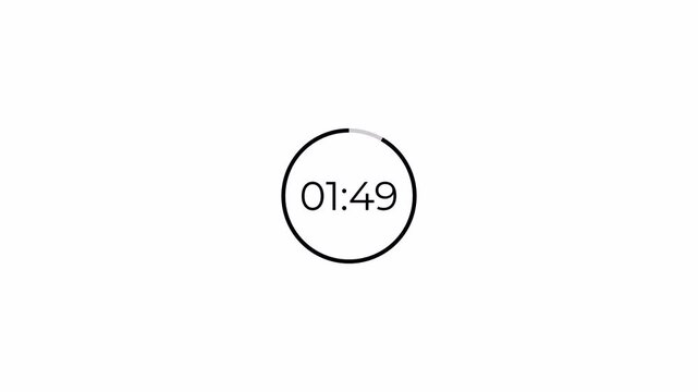 120 to 0 seconds,  2 minute countdown timer with alpha channel , Two minutes circle countdown video. 