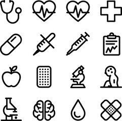 Fototapeta premium Black medical including stethoscope and syringe heart rate medical cross