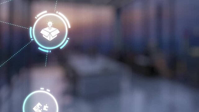 Innovation icons show creativity, teamwork, and project development. Innovation helps organizations design solutions, build strategy, and grow with new business opportunities. Gist