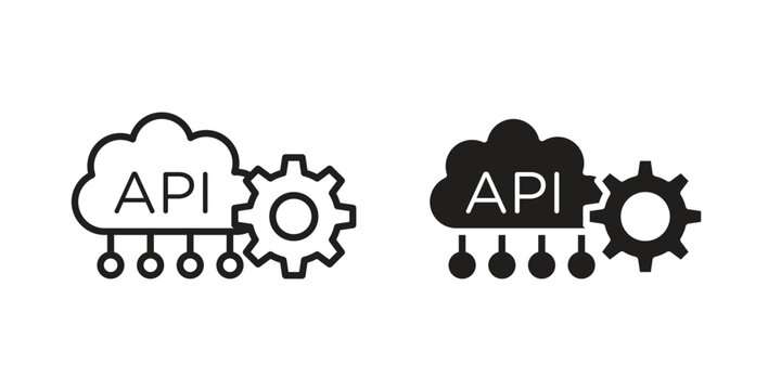 API icon linear vector outline, symbol logo design style