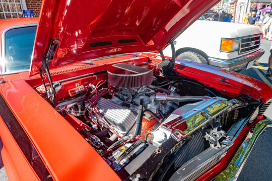 Chevrolet Nova SS engine bay detail  in Leesburg Virginia classic car event