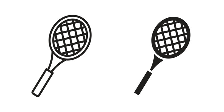 Badminton icon linear vector outline, symbol logo design style