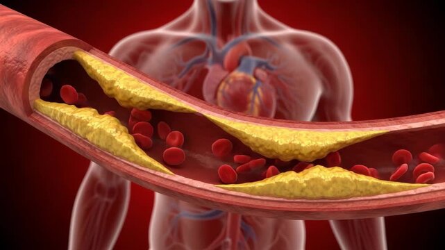 Artery Plaque Buildup Cross Section Illustration