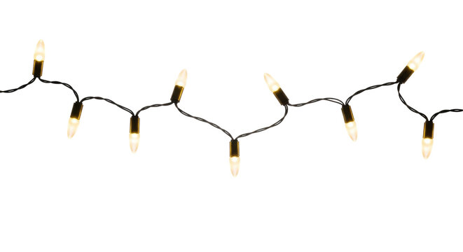 Warm white string lights on black christmas lights