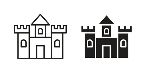 Castle icon linear vector outline, symbol logo design style © JacobJ