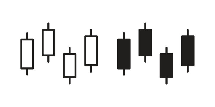 Chart candlestick icon linear vector outline, symbol logo design style