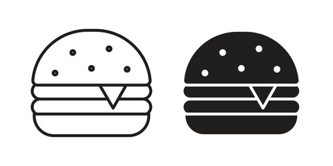 Fototapeta premium Cheese burger icon linear vector outline, symbol logo design style