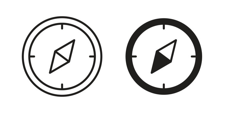 Compass icon linear vector outline, symbol logo design style