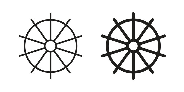 Dharmachakra icon linear vector outline, symbol logo design style