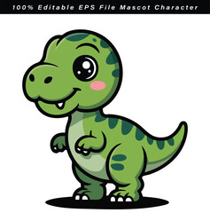 Naklejka premium Friendly cartoon dinosaur mascot character in editable vector format