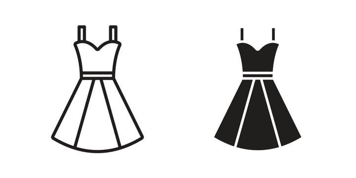 Dress icon linear vector outline, symbol logo design style