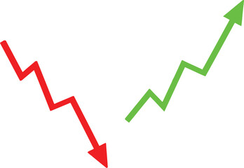 Obraz premium A conceptual illustration showing a red downward trending line and a green upward trending line Vector