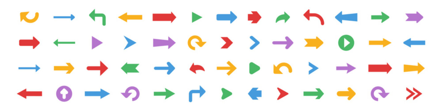 arrow direction icon set vector sign symbol navigation pointer interface ui cursor move forward backward up down left right arrows flat outline glyph editable pack toolkit web app 