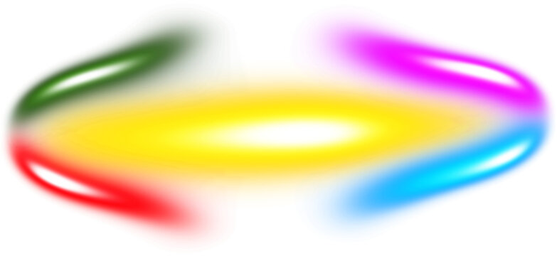 A vibrant circular halo featuring a glowing spectrum of neon colors arranged in an oval formation