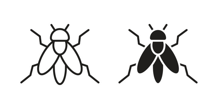 Fly insect icon linear vector outline, symbol logo design style