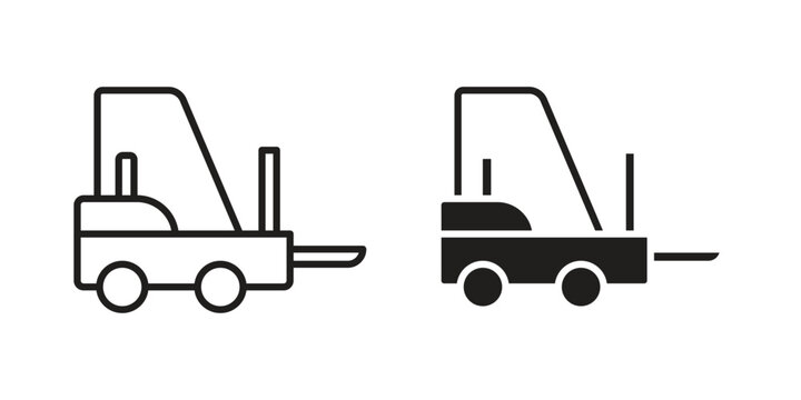 Forklift icon linear vector outline, symbol logo design style