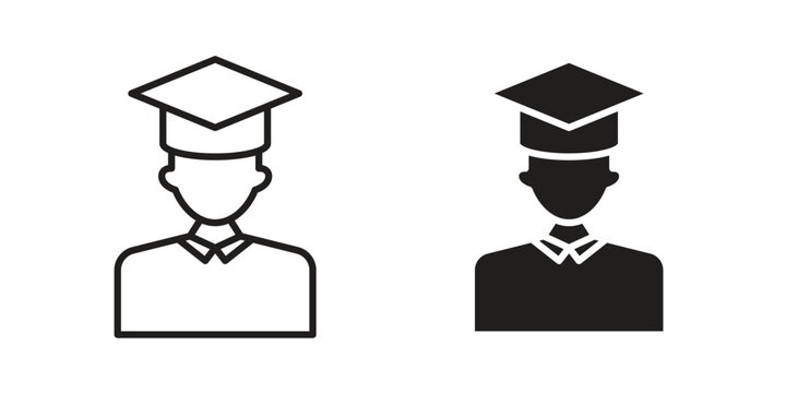 Graduate student icon linear vector outline, symbol logo design style