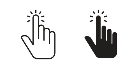 Fototapeta premium Hand cursor icon linear vector outline, symbol logo design style