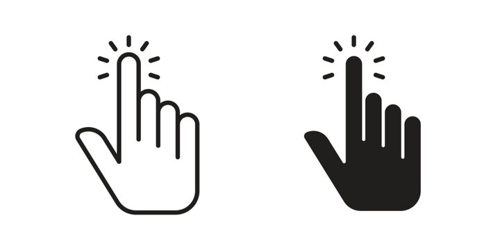 Hand cursor icon linear vector outline, symbol logo design style