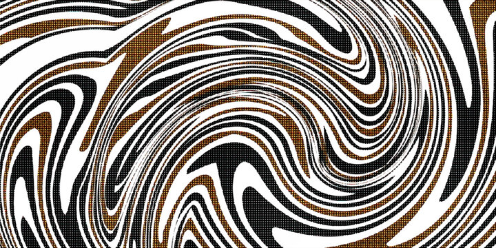 Retro coffee color background. Milk chocolate liquid dessert texture. Wavy swirl candy pattern for poster, cover, banner, pamphlet. Vintage brown trippy hippie wallpaper in 60s or 70s style. Vector
