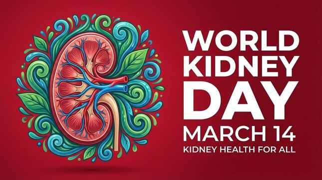 Kidney world kidney day awareness health medical care organ function wellness prevention support healthcare campaign anatomy march vector illustration