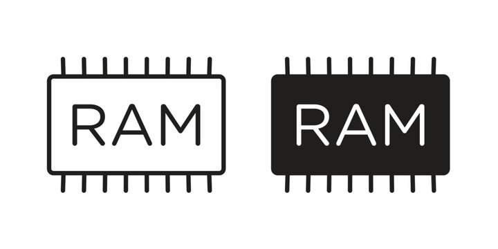 Memory icon linear vector outline, symbol logo design style