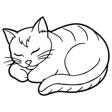 A cute cartoon vector illustration of a smiling kitten character playing with a fish and a mouse, featuring a cheerful domestic feline design with a funny tail and soft fur