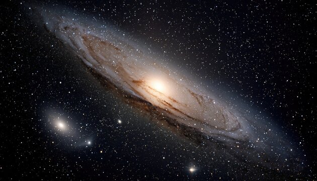 Andromeda Galaxy And Its Satellites In The Andromeda Constellation - Exploring The Cosmic Wonders Of A Majestic Galaxy And Its Surrounding Celestial Companions.