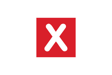 Obraz premium Red close sharp square button icon – cancel delete remove error bold flat design vector