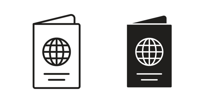 Passport icon linear vector outline, symbol logo design style