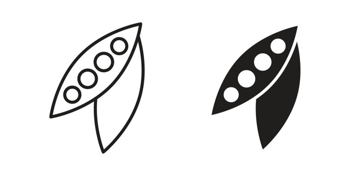 Peapod icon linear vector outline, symbol logo design style